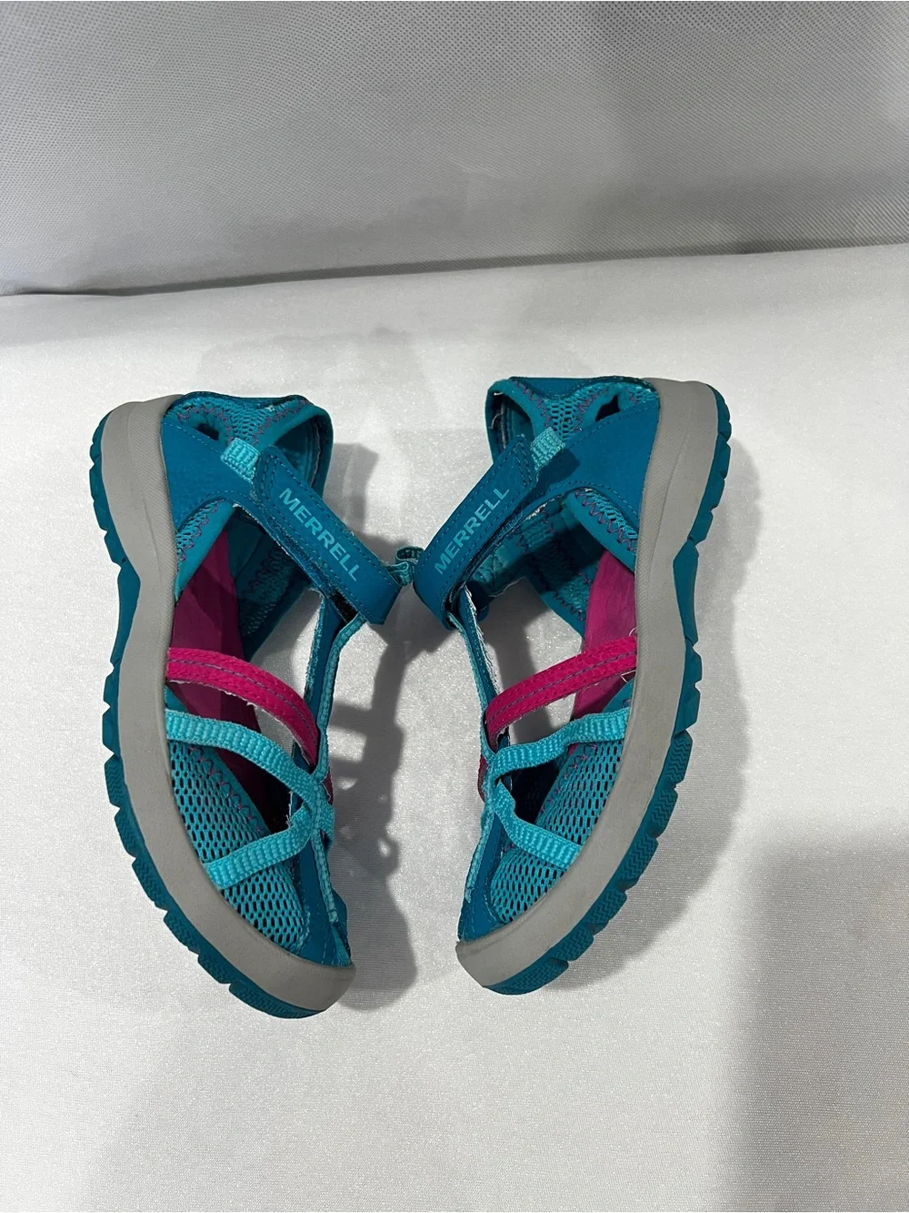 Merrell Dragonfly Sandal Size 1 US Kids Little Kids Turquoise Blue Pink Gray